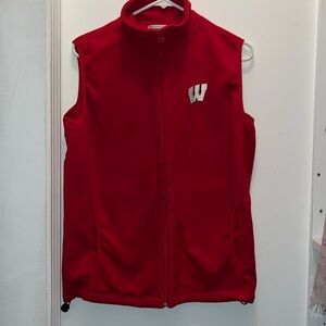 University of Wisonsin Red Fleece Embroidered Vest
